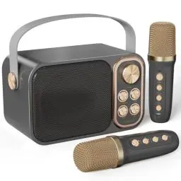 Produktbild: BESCOST Karaoke Maschine mit 2 Mikrofonen, Mini Karaoke Anlage mit 7 Stimmeffekten, tragbare Bluetooth Karaoke Lautsprecher für Kinder & Erwachsene, Perfekt für Partys und Geburtstage, Schwarz