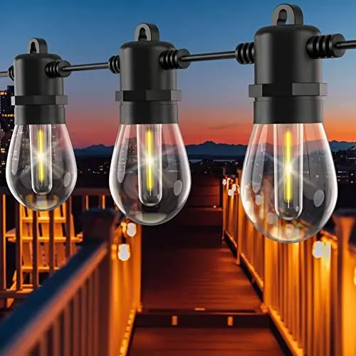 Produktbild: BESCOST Lichterkette Außen 15 Meter/50FT S14 Lichterkette Glühbirnen 15er+1 birnen Wasserfest IP44 Outdoor String Lights Lichterkette Aussen Innen für Garten,Terrasse,Party,Hochzeit - warmweiß