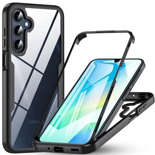 Produktbild: BESINPO Für Samsung Galaxy A16 Hülle, Samsung Galaxy A16 5G Hülle Mit Eingebautem Displayschutz, 360° Rundumschutz Stoßfest Robust Case Handyhülle Schutzhülle für Samsung A16 5G (Schwarz)