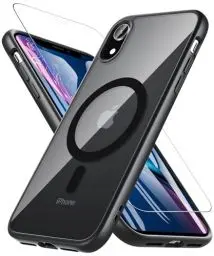 Produktbild: BESINPO für iPhone XR Hülle, Magnetisch Handyhülle iPhone XR (Kompatibel mit MagSafe) mit Panzer Schutz Glas, 360 Grad Stoßfest Rückseite Transparent Schutzhülle Kratzfest Case (Schwarz)