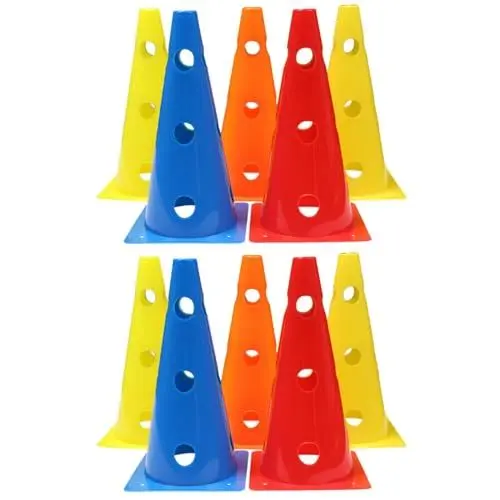 Produktbild: BESPORTBLE 10 STK Fuß -Logo-Eimer Sicherheitskegel Aus Kunststoff Flexible Torkegel Markierungen Für Rollschuhe Fußballausrüstung Fußballtasche Sport Winddicht Hindernis Mit Löchern