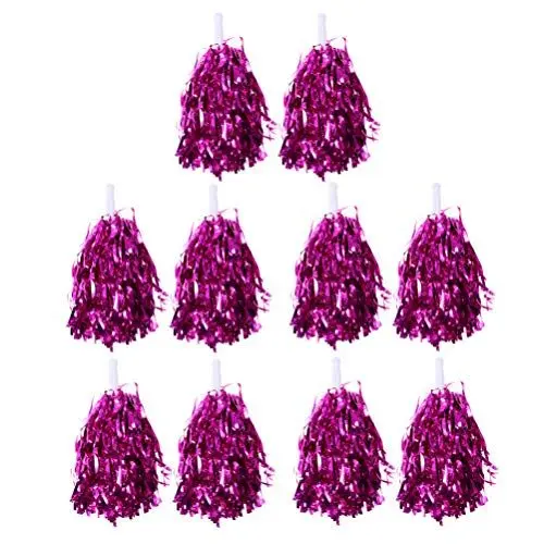 Produktbild: BESPORTBLE 10 Stück Cheerleader-Pom-Poms aus Folie mit Kunststoffgriffen für Sport, Team-Wettbewerbe, Performance, Geister, Cheering Dance