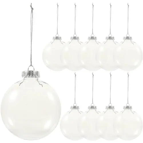 Produktbild: 10 Stück Weihnachtskugeln Zum Befüllen - Klar Weihnachtskugeln Befüllbar DIY Christbaumkugeln Aus Plastik Zur Dekoration Acrylkugeln zum Befüllen Durchsichtige Christbaumkugeln