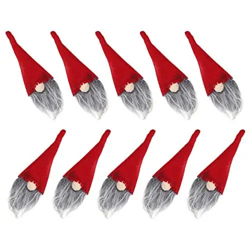 Produktbild: BESPORTBLE 10 Stücke Mini Weihnachtsmütze Weihnachten Flaschenanzug Weihnachtsmannmützen Weihnachtsdeko Nikolausmützen Flaschenüberzug Flaschen Kleidung Weinbeutel für Weihnachten Tischdeko Rot