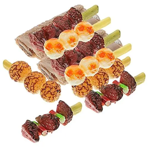 Produktbild: BESPORTBLE 10st Simulierte Grillspieße Modell Kunstfleisch Gefälschte Fleischscheibe Essensspielzeug Legen Lebensechtes Fleischdekor Resin Zubehör Geschnittenes Fleisch PVC Kanto-Kochen Kind