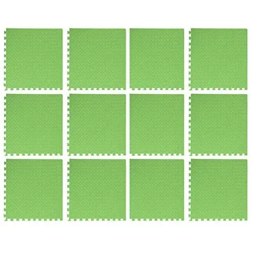 Produktbild: BESPORTBLE 12 Ineinandergreifende Teppichfliesen Ineinandergreifende Matten Waschbarer Bodenteppich Bodenteppichquadrate für Küche Bad Schlafzimmer 60X60cm Grün Teppichfliesen Ineinandergreifend