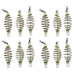 Produktbild: BESPORTBLE 12 Stück Fischköder Käfig Futterkorb Angel Kohlenstoffstahl Oliven Stil Angeln Köder Feeder Halter Behälter mit Leuchtenden Perlen Angelzubehör
