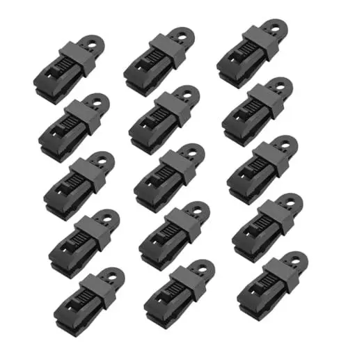 Produktbild: BESPORTBLE Markisenklemme 15 Stück Schwarze Zeltklemme Aus Kunststoff Für Garten Camping Windseilschnalle Zeltdruckknöpfe Klemmen Für Markisen Spanner Fixierer