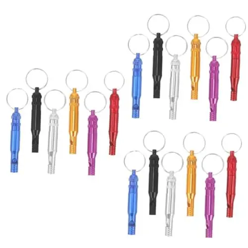 Produktbild: BESPORTBLE 18 STK lauteste Pfeife Dog Whistles Ideas genschenkideen metallrohr Bootspfeife Notfall pfeifen pfeift schlüsselanhänger lautes Pfeifen Handwerk aus Metall Aluminiumlegierung