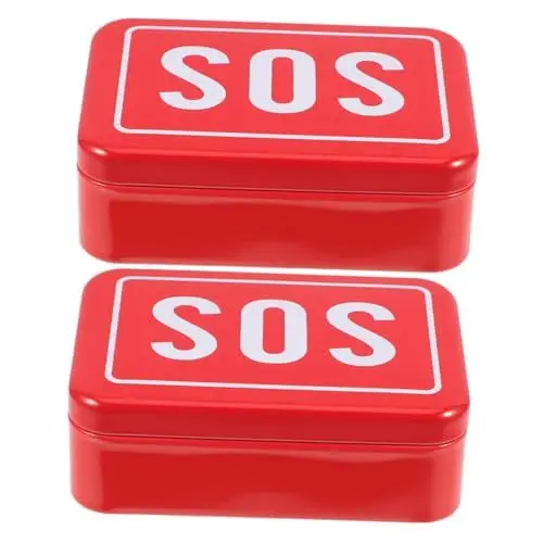 Produktbild: BESPORTBLE 1 Satz Camping Zubehör Notfallbox Metallbox Notfallausrüstung Outdoor Notfallset Notfallkoffer Medikamentenbehälter Kreuzfahrtschiff Essentials Weißblech Rot 2st