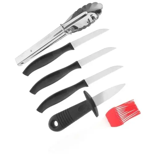 Produktbild: BESPORTBLE Grillzubehör-Set 6-teiliges Grillwerkzeug-Set Grillutensilien Silikonbürste Grillzange Austernöffner Zum Kochen Im Freien