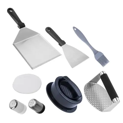 Produktbild: BESPORTBLE Grillwerkzeug-Set Aus Edelstahl Multifunktionaler Burger-Presse-spatel Küchenpinsel Zum Grillen Im Freien Und Camping