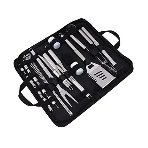Produktbild: BESPORTBLE 27 Teiliges BBQ Werkzeug Set Aus Edelstahl Tragbare Grillutensilien Für Den Außenbereich Robuste Aufbewahrungstasche Aus Oxford Ideal Für Grillfans Und Gartenpartys