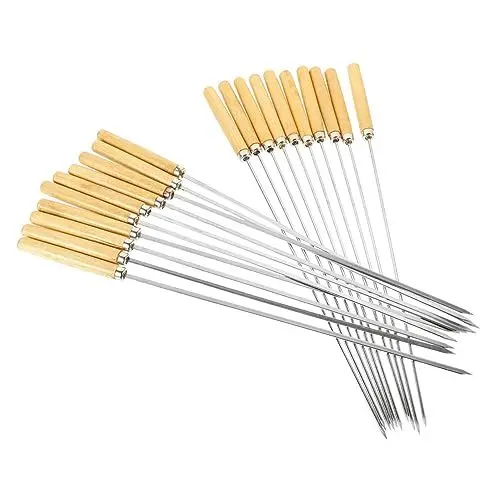 Produktbild: BESPORTBLE Grillspieße-set Aus Edelstahl – Runde & Flache Spieße Für Schaschlikspieße Grillspieße – 12-teiliges Set – Ideal Zum Grillen