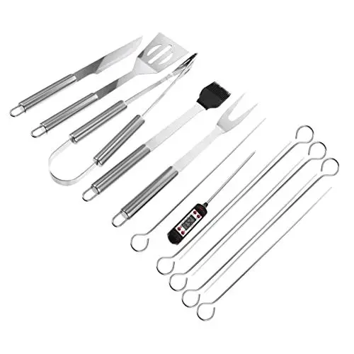 Produktbild: BESPORTBLE 1 Satz Grillwerkzeug Außengrills Grillbesteck-Set Spatel Edelstahl Geschirr+Sets Grillbesteck Aus Edelstahl Rostfreies Grillbesteck Haushalt Rostfreier Stahl 14-teiliges Set