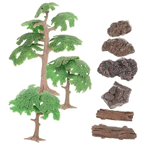 Produktbild: 1 Satz Sandtisch Urwald Miniatur-Statue Stein Mini-baumstämme Baumstumpf Miniaturen Miniatur-steinverzierung Mini-Stein Terrarien Schreibtisch Künstlicher Baum Harz