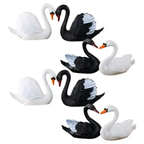 Produktbild: BESPORTBLE 1 Satz Schwarz Weiße Schwanen Ornament Statue Enten Blumentopf Pflanzenzubehör Enten Ornament Miniatur Miniatur Gartenfiguren Miniatur Tiere Kleiner Schwan 8 Stück