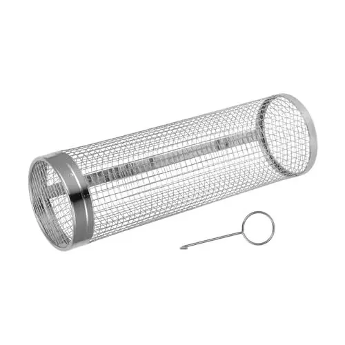 Produktbild: BESPORTBLE 1 Satz Tragbares Grillnetz Grill Drahtgeflecht Runder Grill Bbq-rohr Bbq-grillkorb Grillkörbe Grillbehälter Käfig Rollender Grillkorb Grillrost Grillrohr Edelstahldraht Silver