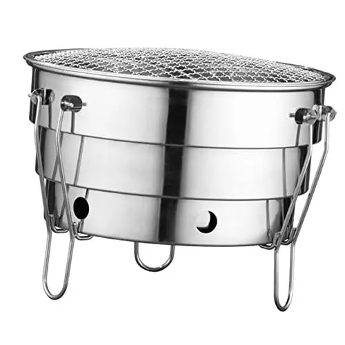 Produktbild: BESPORTBLE Tragbarer Holzkohlegrill Im Japanischen Stil – Outdoor-kocher Mit Grillplatte Ideal Zum Grillen Von Und Gemüse