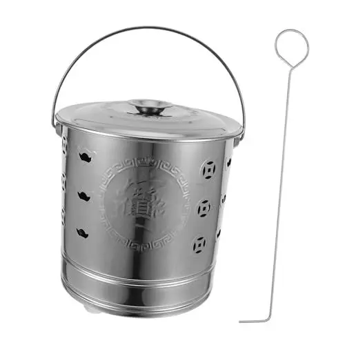Produktbild: BESPORTBLE 1 Set Edelstahl-Verbrennungsanlage Garten-Verbrennungsanlage Abfalleimer Außerhalb Der Lagerfeuergrube Ofen Eimer Fassofen-Set Kanada-Emaille-Feuerkäfig Edelstahl