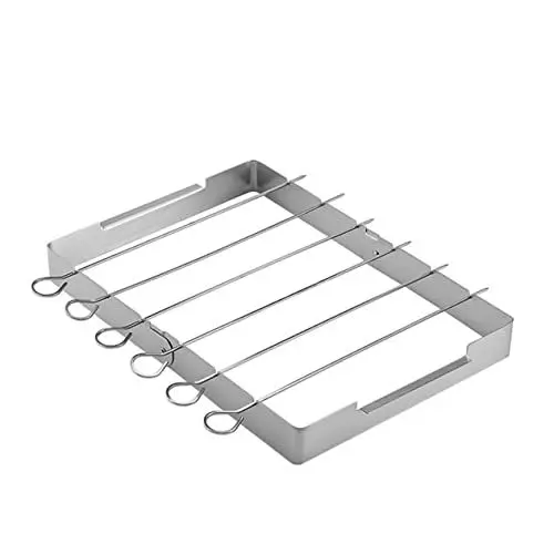 Produktbild: BESPORTBLE 1 Set Grill-Kabob-Halter Und Spieße Grillzubehör Breite Spieße Grillständer Grill-Kabob-Halter Camping-Werkzeugständer Für Grillspieße Grillzubehör Kochwerkzeug Edelstahl