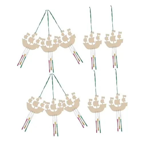 Produktbild: BESPORTBLE Windspiel-Set Bastelsets für Jungen und Mädchen Segelboot- Unvollendete Windspielglocke Holzornament Kreatives Dekoratives Basteln für Jungen und Mädchen