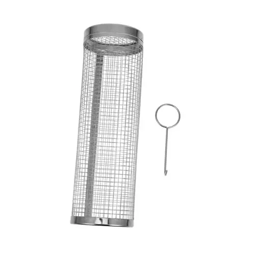 Produktbild: BESPORTBLE 1 Set Tragbares Grillnetz Für Holzkohlegrills Rollender Grillkorb Camping Kochgitter Kleines Grillrohr Grillkorb Netzrohr Grillkäfig Grillrohr Silberfarbener