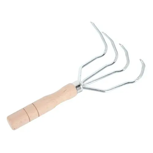 Produktbild: BESPORTBLE Gartenrechen Mit Vier Zähnen Handkultivator Und Leicht Und Robust Zum Lockern Von Erde Und Mischen Mit Dünger