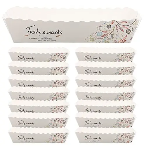 Produktbild: BESPORTBLE 200 Stücke Kraftpapier Pappschalen Pommes Schalen Papier Currywurst Schälchen Einweg Snack Fingerfood Schiffchen Snackschale Papierteller Hot Dog Tüten Picknick Teller