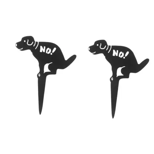 Produktbild: BESPORTBLE 2St Doggyfick Haustier warmes Hinweisschild Keine -Benachrichtigung Hund kackt nicht Kotschild aus Metall Warnpfahl für Hunde puh Rasen Tipps Skulptur schmücken Eisen