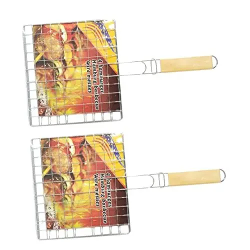 Produktbild: BESPORTBLE Outdoor BBQ Clips 2 Eisen Clips Glatte Oberfläche Für Hamburger Fisch Sandwich Grillen