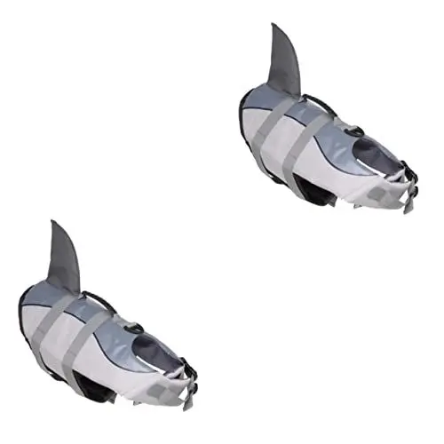 Produktbild: BESPORTBLE 2St Haustier-Badeanzug Weste Bademode Hunde tragen Weste zum Schwimmen Jacke Weste Hunde schwimmweste schwimmwesten für Hunde Hundebekleidung Haustierbekleidung Polyester Grey