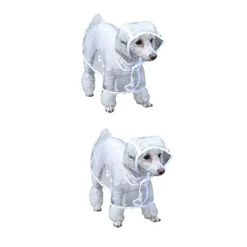 Produktbild: BESPORTBLE 2St Hunderegenmantel Hunderegencape Hunde-Regencape Hunde Regenjacke Welpe Hunderegenmäntel für kleine Hunde wimperntusche Haustier Hund Poncho Haustier Hund Regenmantel Weiß