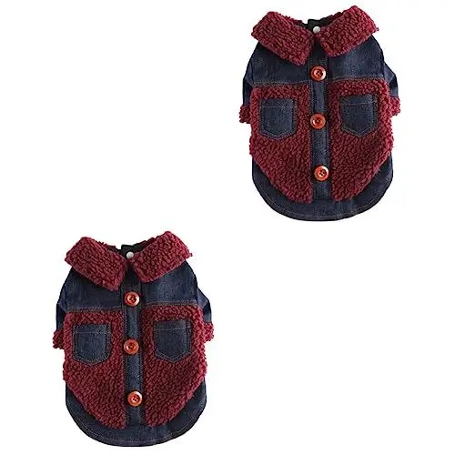 Produktbild: BESPORTBLE 2St Kleidung für Haustiere Felljacke für Hunde Hundemäntel für kleine Hunde Jeansjacke für Hunde Welpe hundewintermantel hundemantel warmes Haustierkostüm Hundebekleidung Polyester