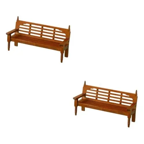 Produktbild: BESPORTBLE 2St Mikrolandschaftsparkbank Mini-Loungesessel Miniaturbank dekorativ Modellbänke Puppenstubensessel Miniatur-Parkbank gartenbank gartenmöbel Stühle zum Basteln kleine Möbel Holz