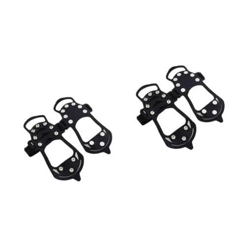 Produktbild: BESPORTBLE 2 Paar 10 Eisgriffe für Schuhe eiskrallen klettersteine schuhkrallen schüssel Set rutschfeste Schuhe shoewrap Stollen Kletterschuhe Spikes Eisspitzen Steigeisen zum Wandern Black