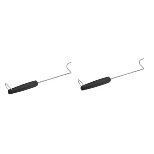 Produktbild: BESPORTBLE 2 STK BBQ-fleischhaken Lebensmittel-Flipper-Haken Fleischhaken Grillen Schwarzer Haken Tragbarer Steakspieß Grill-kochwender Barbecue-grillzange Grillwender Rostfreier Stahl Silver