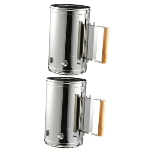 Produktbild: BESPORTBLE 2 STK Carbon-Eimer Aus Edelstahl Feuerstarter Brikettstarter Dose Grillbrikettbehälter Kohlezündung Kohleofen Camping-BBQ Campingzubehör Zubehör Für Grillwerkzeuge BBQ-Tool Holz