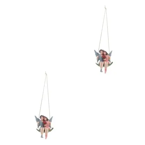 Produktbild: BESPORTBLE 2 STK Paar Anhänger aus Harz Outdoor-Figuren Babyschaukeln für draußen Jungen Ornament Blumenfee Dekoration Kunstharz Kuchen Skulptur Wunderland schmücken Liebhaber Rasen