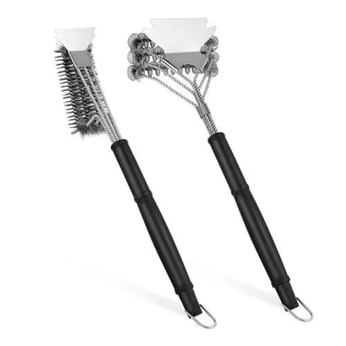 Produktbild: BESPORTBLE 2er Set Grillbürsten Aus Edelstahl Für Die Effektive Reinigung Von Gas Und Holzkohlegrills BBQ Grill Reinigungsset Mit Drahtbürste Und Schaber Für Optimale Grillpflege