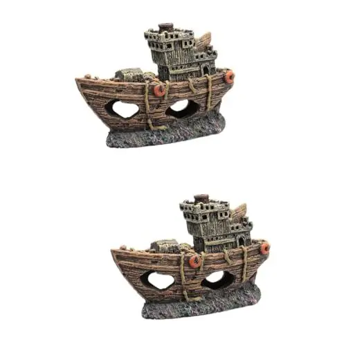 Produktbild: BESPORTBLE 2stücke Aquarium Dekoration Resin Versteckhöhle Piratenschiff Ornament Für Aquarien Fisch Tank Dekoration Geeignet Für Süß Und Salzwasser Langlebig Und Farbecht