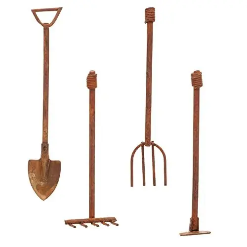 Produktbild: BESPORTBLE 2 Sätze Beunruhigte Mini-Tools Sichere Spielzeug-gartengeräte Mini-gartenzubehör Puppenhaus-Werkzeuge Mini-gartengeräte Puppenhausmöbel Miniatur Metall Kind Strand Legierung