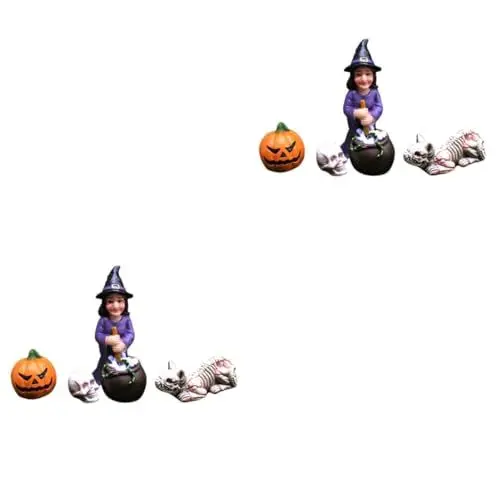 Produktbild: BESPORTBLE 2 Sätze Halloween-mikrolandschaft Halloween-Figuren Ornamente Zum Basteln Spukhaus Requisiten Kürbisse Halloween-mikroornamente Halloween-hexenfigur Kürbisgeisterfiguren Harz