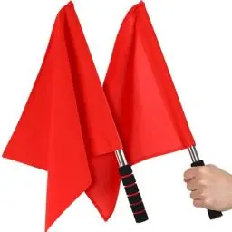 Produktbild: BESPORTBLE 2 Stück Fußball Schiedsrichter Fahnen: Edelstahl-Flagge Rote Flagge Metallstange Schaumstoffgriff Wasserfest Leistung Offizielle Flagge Für Sport-Volleyball-Fußball-Event