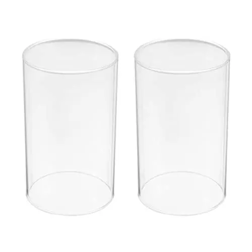 Produktbild: Glaszylinder Ohne Boden 8cm Durchmesser: 2 Stücke Glaszylinder Windlichtgläser Transparenter Kerzenhalter Teelichtgläser Windlicht Ersatzzylinder Kerzengläser Teelichtglas für Tischdeko 15X8cm