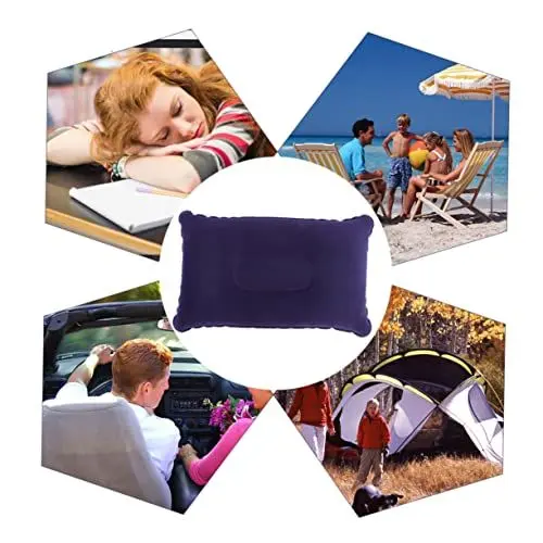 Produktbild: BESPORTBLE PVC Flocking Aufblasbare Nackenstützkissen Tragbare Campingkissen Für Outdoor Reisen Und Wandern/Dunkelblau