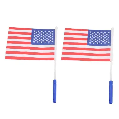 Produktbild: BESPORTBLE 2st Fahnenlicht Vierter Juli Dekorationen Hand Der Patriotischen Flaggen Usa-flaggen-handheld Blinkendes Patriotisches Dekor Usa-stick-flags 4. Juli Plastik Mini Vereinigte Staaten