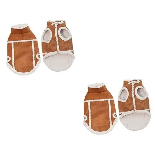 Produktbild: BESPORTBLE 2st Haustierjacke Hundekleidung Hundejacke Für Kaltes Wetter Hund Warmes Tuch Warme Haustierweste Winterweste Für Welpen Extra Kleine Hundekleidung Braune Jacke Hunde Pyjamas
