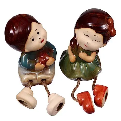 Produktbild: BESPORTBLE 2st Keramikfiguren Auf Schlingen Miniaturpaarfiguren Liebhaberfiguren Aktion Jungen Mädchen Figuren Mädchenfiguren Aus Keramik Auto-armaturenbrett-Dekoration Büro Puppe Karikatur