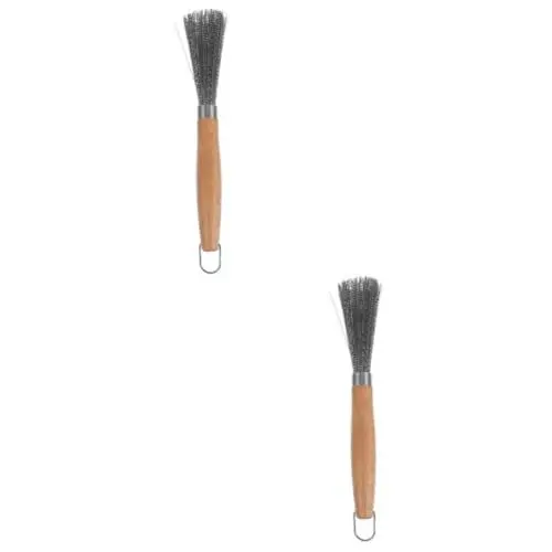 Produktbild: BESPORTBLE 2stücke Edelstahl Topfbürste Mit Holzgriff Robuste Reinigungsbürste Für Töpfe Pfannen Grills Und Öfen Langlebig Flexibel Und Praktisch Für Küche Effiziente Reinigung Für